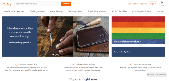 Etsy as alternatives to pinterest